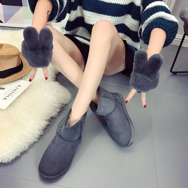 Snow Fur Cute Leather Boots