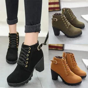Women'S High Heel Belt Buckle Chunky Heel Booties 54425629C
