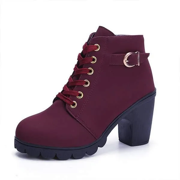 Women'S High Heel Belt Buckle Chunky Heel Booties 54425629C