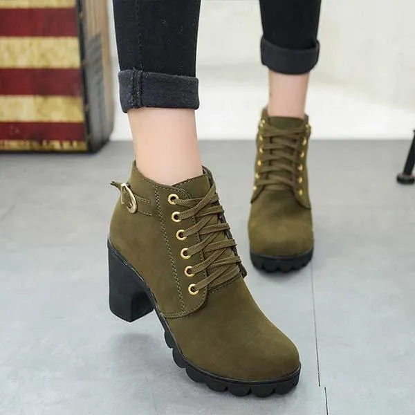 Women'S High Heel Belt Buckle Chunky Heel Booties 54425629C