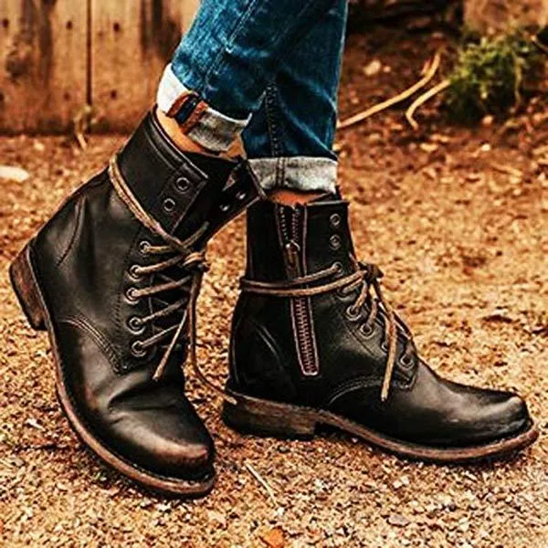 Women'S Round Toe Lace-Up Martin Boots 99576916C