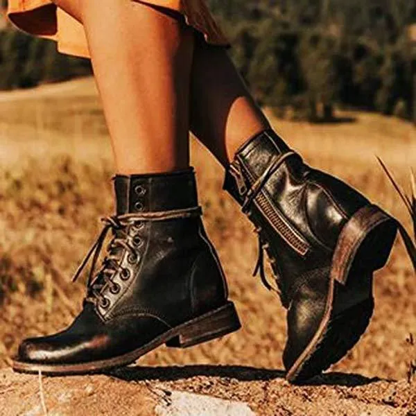 Women'S Round Toe Lace-Up Martin Boots 99576916C