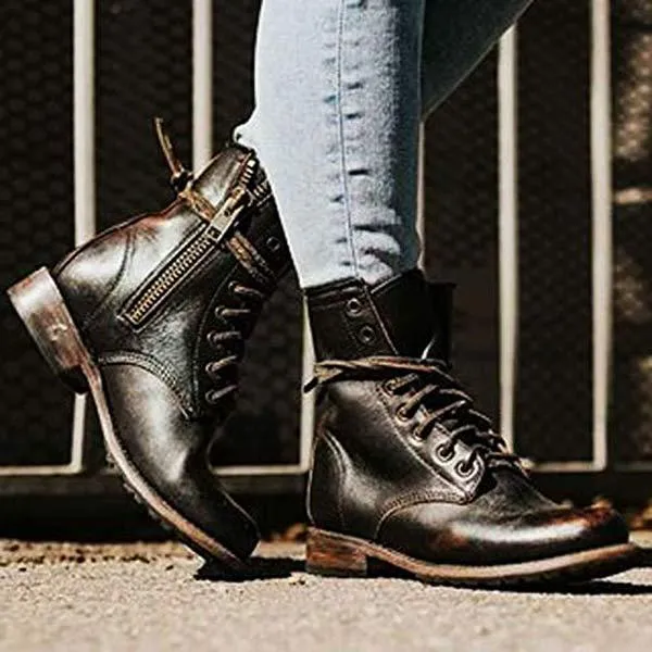 Women'S Round Toe Lace-Up Martin Boots 99576916C
