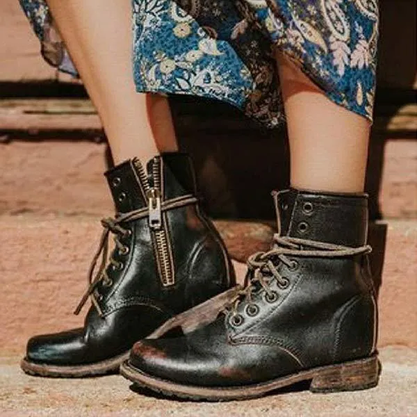 Women'S Round Toe Lace-Up Martin Boots 99576916C