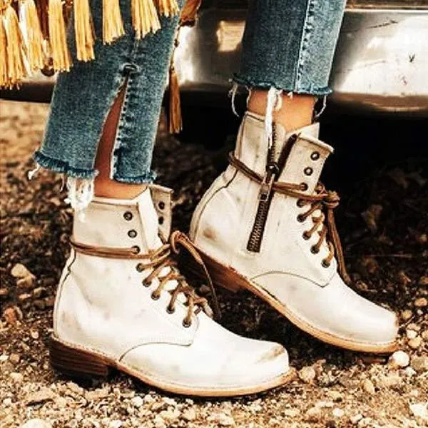 Women'S Round Toe Lace-Up Martin Boots 99576916C