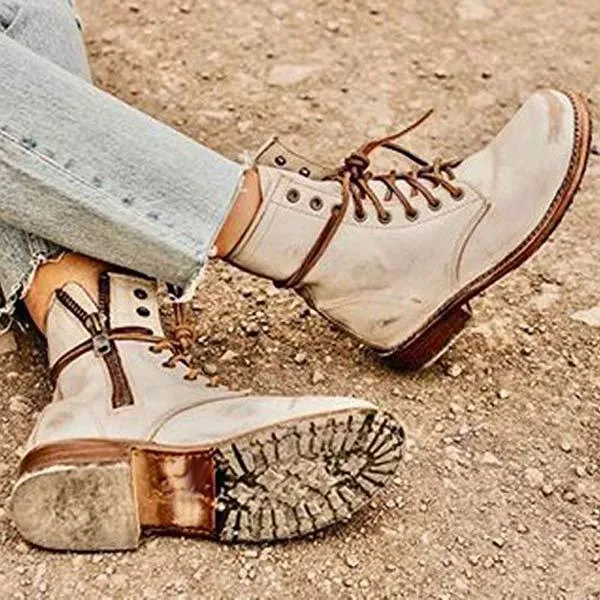 Women'S Round Toe Lace-Up Martin Boots 99576916C